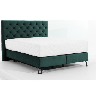Ensemble lit + sommier + matelas - velours vert foncé - 140x200 cm - CORSICA