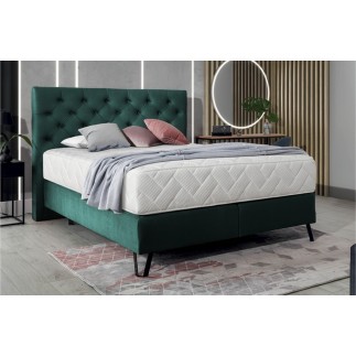 Ensemble lit + sommier + matelas - velours vert foncé - 180x200 cm - CORSICA