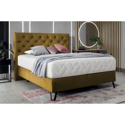 Ensemble lit + sommier + matelas - velours cuivre - 160x200 cm - CORSICA