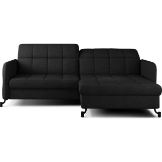 Canapé d'angle convertible en tissu noir luxe 3-4 places LORO