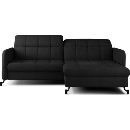 Canapé d'angle convertible en tissu noir luxe 3-4 places LORO
