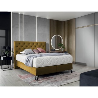 Ensemble lit + sommier + matelas - velours cuivre - 180x200 cm - CORSICA