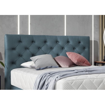 Ensemble lit + sommier + matelas - velours bleu reflet vert - 140x200 cm - CORSICA