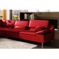 Canapé d'angle en cuir italien 6/7 places PLENITUDE, rouge