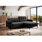 Canapé d'angle convertible en tissu noir luxe 3-4 places LORO, angle droit (vu de face)