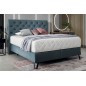 Ensemble lit + sommier + matelas - velours bleu reflet vert - 160x200 cm - CORSICA