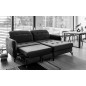 Canapé d'angle convertible en tissu noir luxe 3-4 places LORO, angle droit (vu de face)