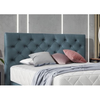 Ensemble lit + sommier + matelas - velours bleu reflet vert - 180x200 cm - CORSICA