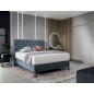 Ensemble lit + sommier + matelas - velours bleu reflet vert - 180x200 cm - CORSICA