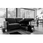 Canapé d'angle convertible en tissu noir luxe 3-4 places LORO, angle droit (vu de face)