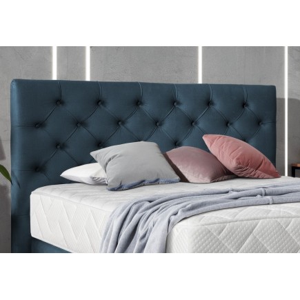 Ensemble lit + sommier + matelas - velours bleu foncé - 140x200 cm - CORSICA