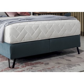 Ensemble lit + sommier + matelas - velours bleu foncé - 140x200 cm - CORSICA