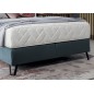 Ensemble lit + sommier + matelas - velours bleu foncé - 140x200 cm - CORSICA
