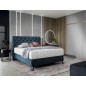 Ensemble lit + sommier + matelas - velours bleu foncé - 160x200 cm - CORSICA