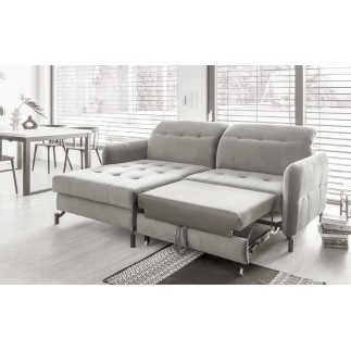 Canapé d'angle convertible en tissu GRIS luxe 3-4 places LORO