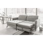 Canapé d'angle convertible en tissu GRIS luxe 3-4 places LORO, angle gauche (vu de face)