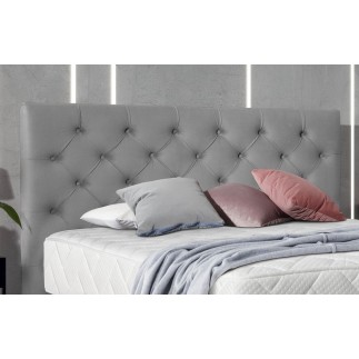 Ensemble lit + sommier + matelas - velours gris - 160x200 cm - CORSICA