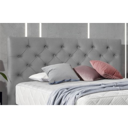 Ensemble lit + sommier + matelas - velours gris - 160x200 cm - CORSICA