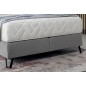 Ensemble lit + sommier + matelas - velours gris - 160x200 cm - CORSICA