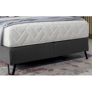 Ensemble lit + sommier + matelas - velours gris foncé - 140x200 cm - CORSICA