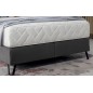 Ensemble lit + sommier + matelas - velours gris foncé - 140x200 cm - CORSICA