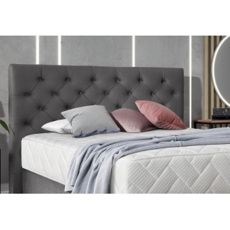 Ensemble lit + sommier + matelas - velours gris foncé - 160x200 cm - CORSICA