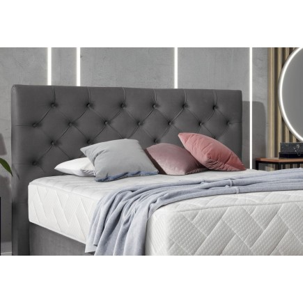 Ensemble lit + sommier + matelas - velours gris foncé - 160x200 cm - CORSICA