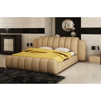 Lit design en cuir italien de luxe SPLENDIDE, beige