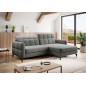 Canapé d'angle convertible en tissu GRIS luxe 3-4 places LORO, angle droit (vu de face)