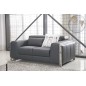 Ensemble Canapé 3 places et 2 places et fauteuil 1 place en cuir italien buffle LUXY, gris foncé