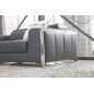 Ensemble Canapé 3 places et 2 places et fauteuil 1 place en cuir italien buffle LUXY, gris foncé