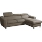 Canapé d'angle en cuir italien de luxe 5 places ASTRA, taupe, angle droit