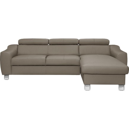 Canapé d'angle en cuir italien de luxe 5 places ASTRA, taupe, angle droit