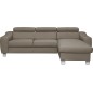 Canapé d'angle en cuir italien de luxe 5 places ASTRA, taupe, angle droit