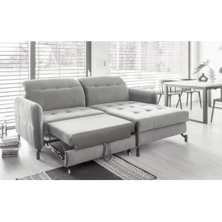Canapé d'angle convertible en tissu GRIS luxe 3-4 places LORO