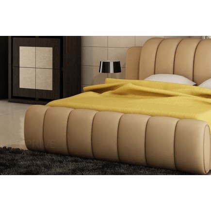 Lit design en cuir italien de luxe SPLENDIDE, beige, 180x200