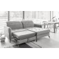 Canapé d'angle convertible en tissu GRIS luxe 3-4 places LORO, angle droit (vu de face)
