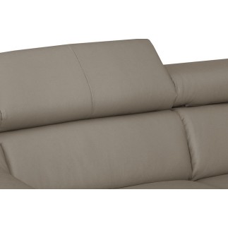 Canapé d'angle en cuir italien de luxe 5 places ASTRA, taupe, angle droit
