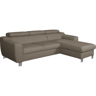 Canapé d'angle en cuir italien de luxe 5 places ASTRA, taupe, angle droit