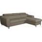 Canapé d'angle en cuir italien de luxe 5 places ASTRA, taupe, angle droit