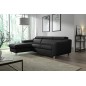 - Canapé d'angle en cuir italien de luxe 5 places ASTRA, noir, angle gauche