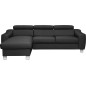 - Canapé d'angle en cuir italien de luxe 5 places ASTRA, noir, angle gauche