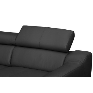 - Canapé d'angle en cuir italien de luxe 5 places ASTRA, noir, angle gauche