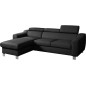 - Canapé d'angle en cuir italien de luxe 5 places ASTRA, noir, angle gauche