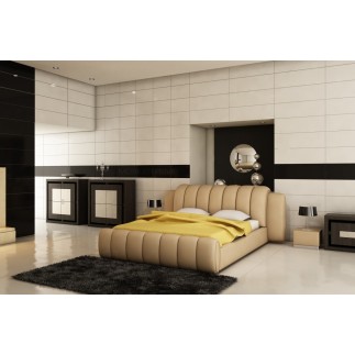 Lit design en cuir italien de luxe SPLENDIDE, beige