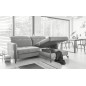 Canapé d'angle convertible en tissu GRIS luxe 3-4 places LORO, angle droit (vu de face)