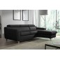 Canapé d'angle en cuir italien de luxe 5 places ASTRA, noir, angle droit