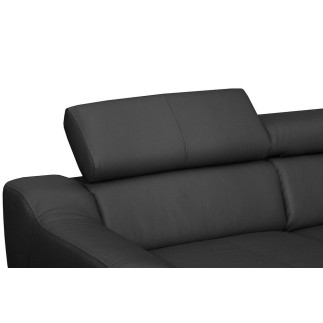 Canapé d'angle en cuir italien de luxe 5 places ASTRA, noir, angle droit