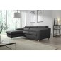 Canapé d'angle en cuir italien de luxe 5 places ASTRA, gris foncé, angle gauche