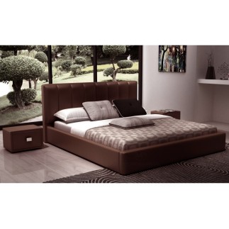 Lit design en cuir italien de luxe NATURA, chocolat.